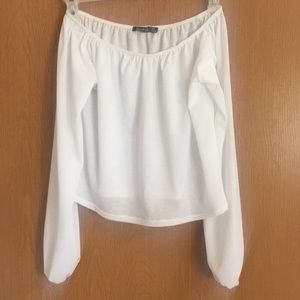 Cute Off-The-Shoulder White Blouse